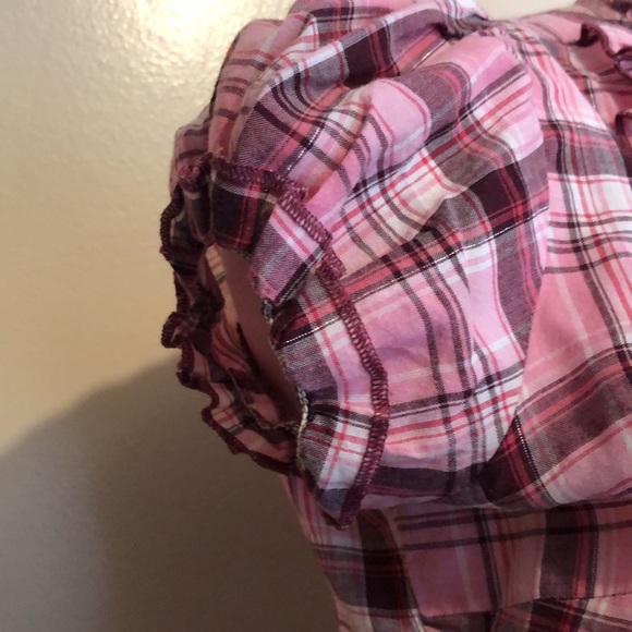 Max Love Pink Plaid Ruffled Button Up - Picture 3 of 5